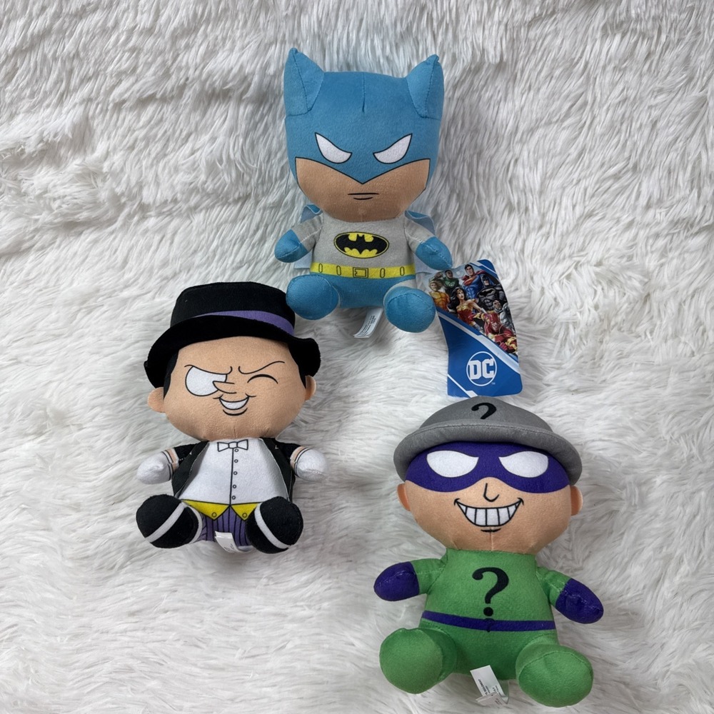 DC Comics Plush Lot Batman Penguin Riddler Toy Factory‎ Big Head Justice League